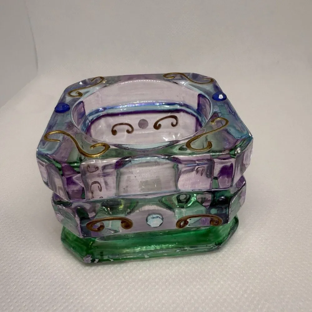 PARTYLITE  KIWI STRAWBERRY Votive Candles, BOX OF 6 & Mardi Gras Jeweled Holder - Picture 4 of 5